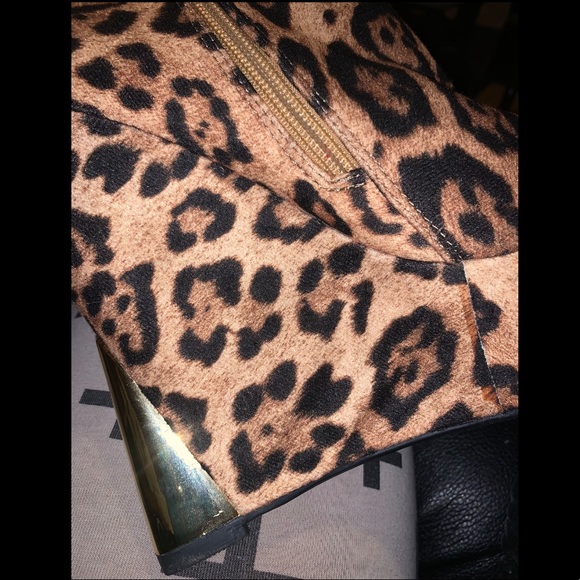 Liliana - Leopard•Peep-Toe•Platform•Wedge Booties - Picture 7 of 8